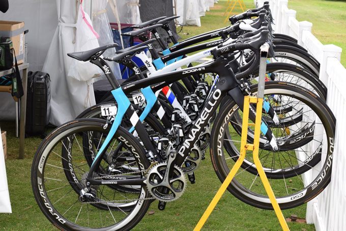 Team Sky Pinarello's at before the race start