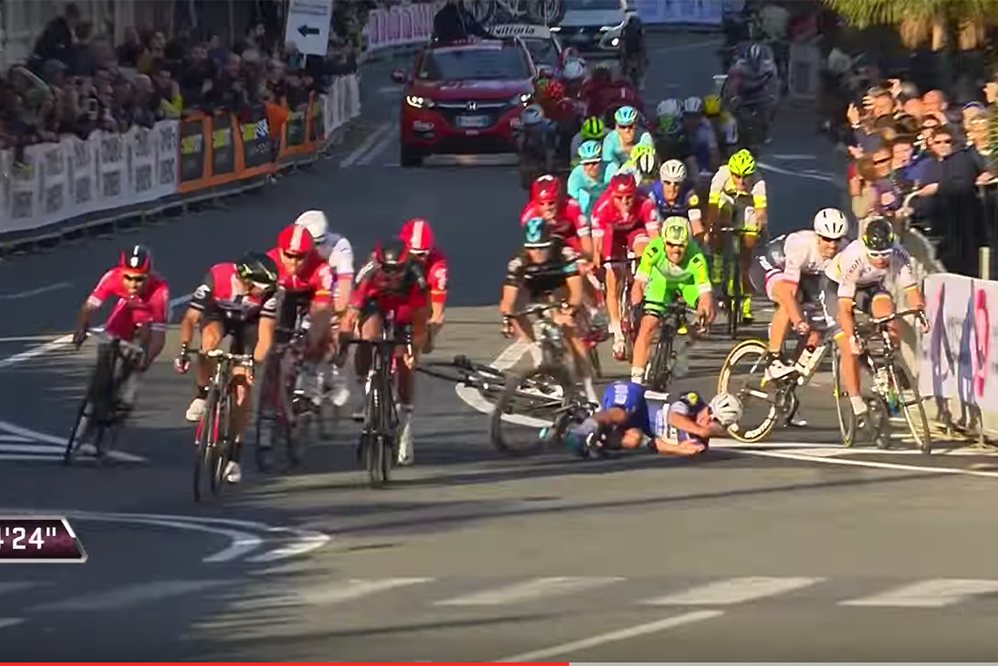 Sagan and Cancellara avoided falling but it was the end of their race