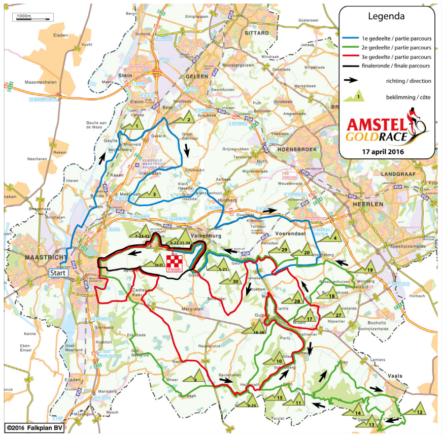 2016 Amstel Gold Race course map