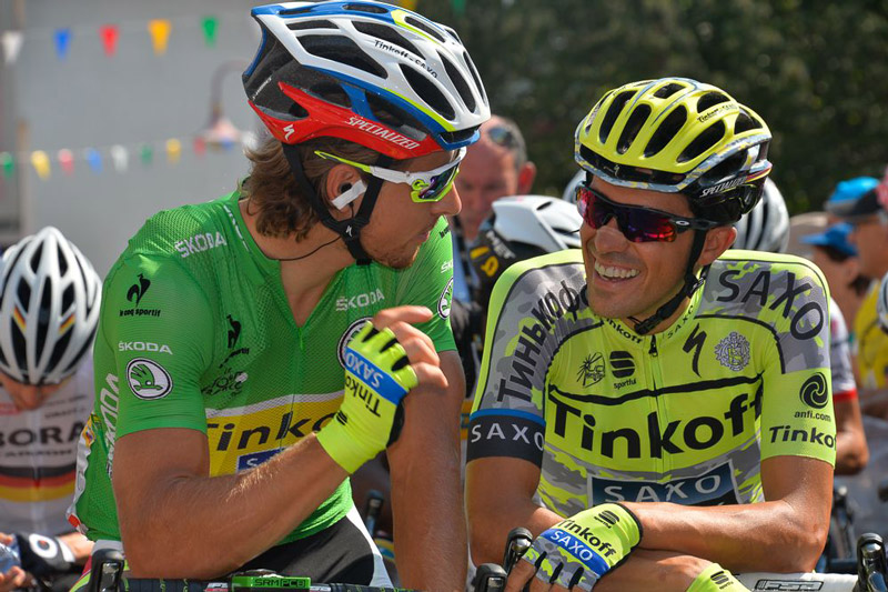 Alberto Contador and Peter Sagan during the 2015 Tour de France