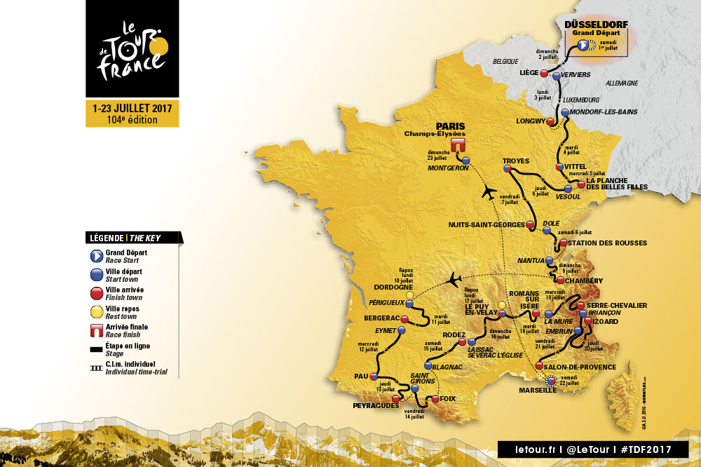 Tour de France 2017 map